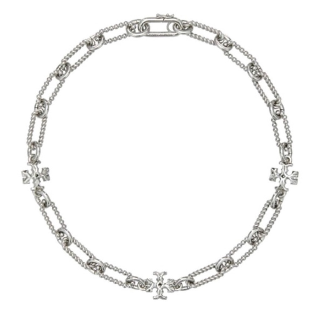 Tory Burch Roxanne Silver Logo Chain Necklace - Picture 2 of 6